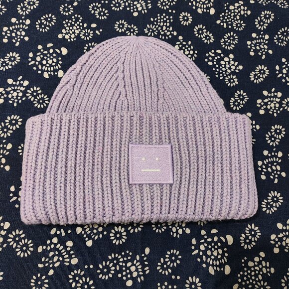 Acne Studios Soft Ribbed Knit Lavender Beanie display picture 3